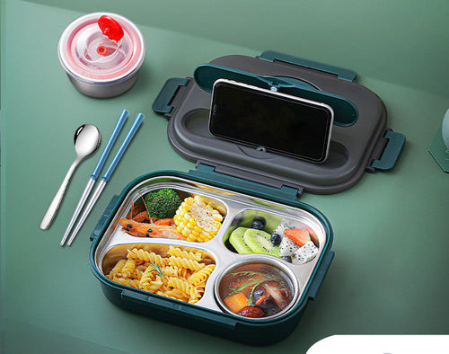 304 Stainless Steel Lunch Box, Fresh-keeping Box With Soup Cup,