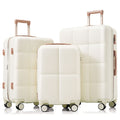 3-Piece ABS Luggage Set with Cup Holder, Side Hooks and Spinner Wheels