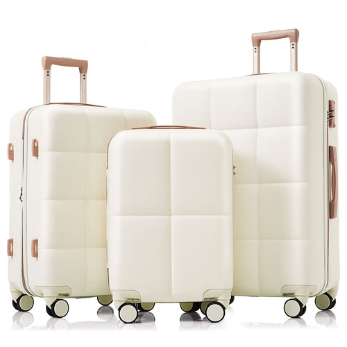 3-Piece ABS Luggage Set with Cup Holder, Side Hooks and Spinner Wheels