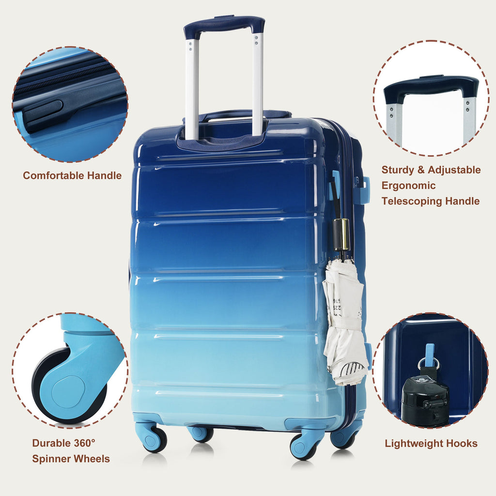 3-piece Luggage Set, 20-inch USB Airline Certified Carry-on ABS+PC