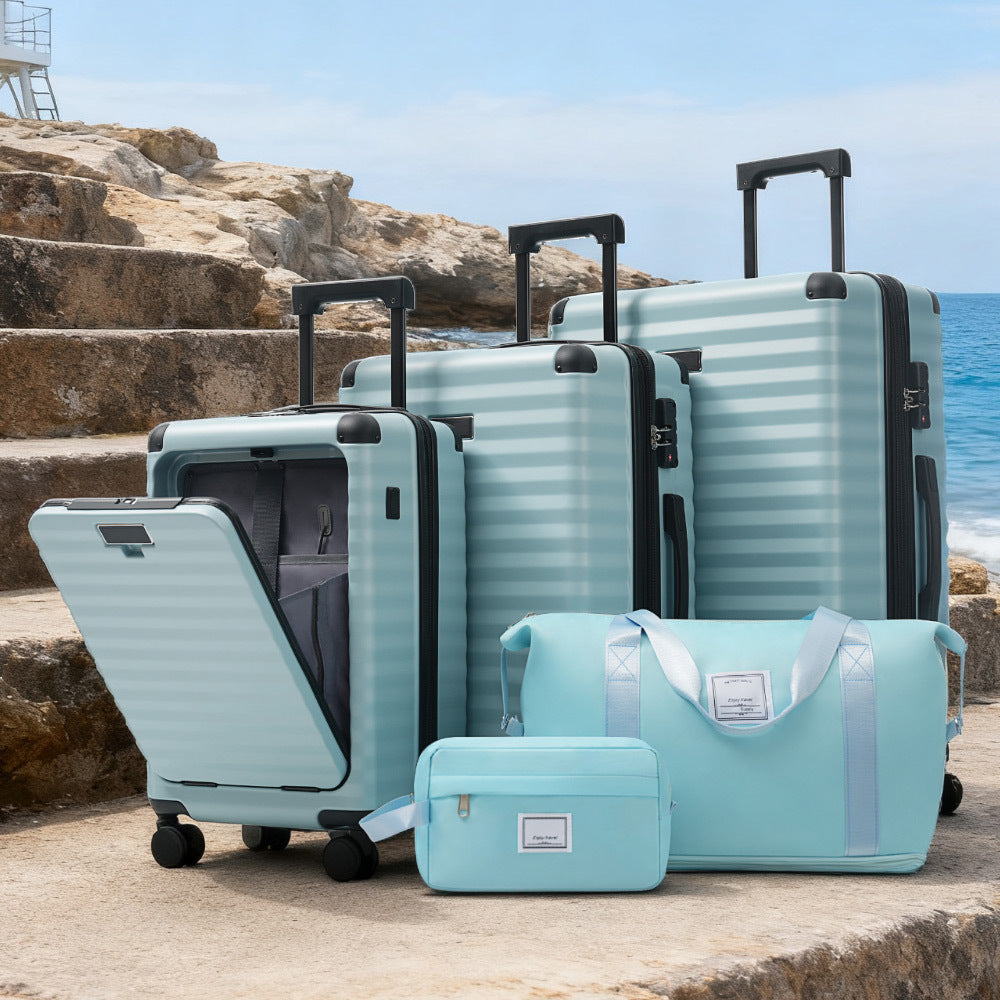 5-Piece ABS Hardshell Luggage Set with Front Opening, TSA Lock, USB