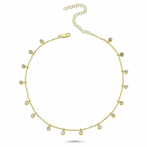 Alessia Silver Choker Necklace with Dangles