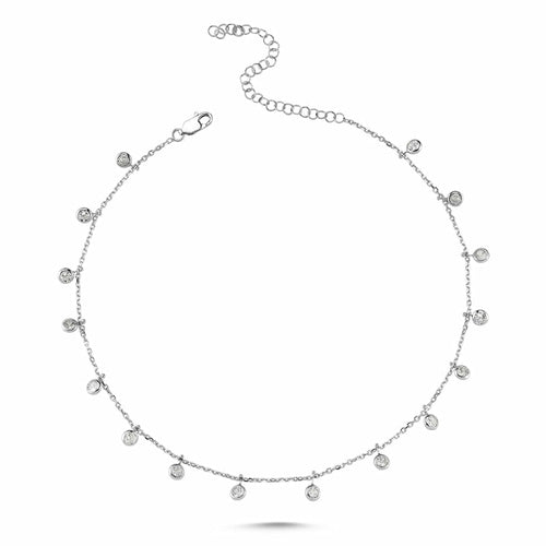 Alessia Silver Choker Necklace with Dangles