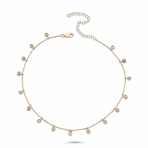 Alessia Silver Choker Necklace with Dangles