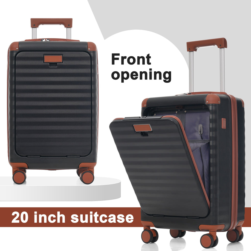 5-Piece ABS Hardshell Luggage Set with Front Opening, TSA Lock, USB