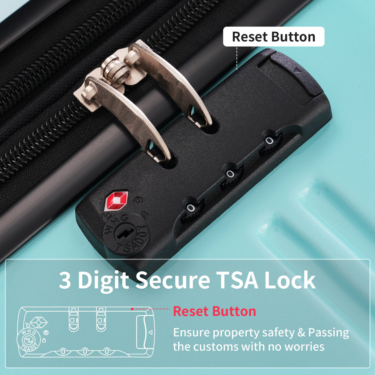 3-Piece PC Hardshell Luggage Set with TSA Lock, Spinner Wheels,