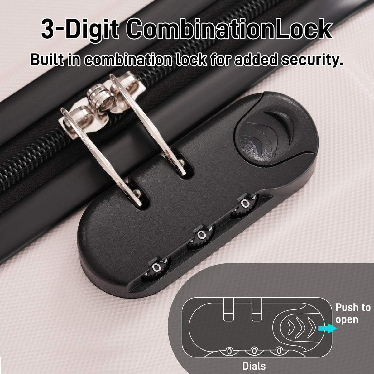 3-Piece ABS Hardshell Luggage Set with Password Lock, Spinner Wheels