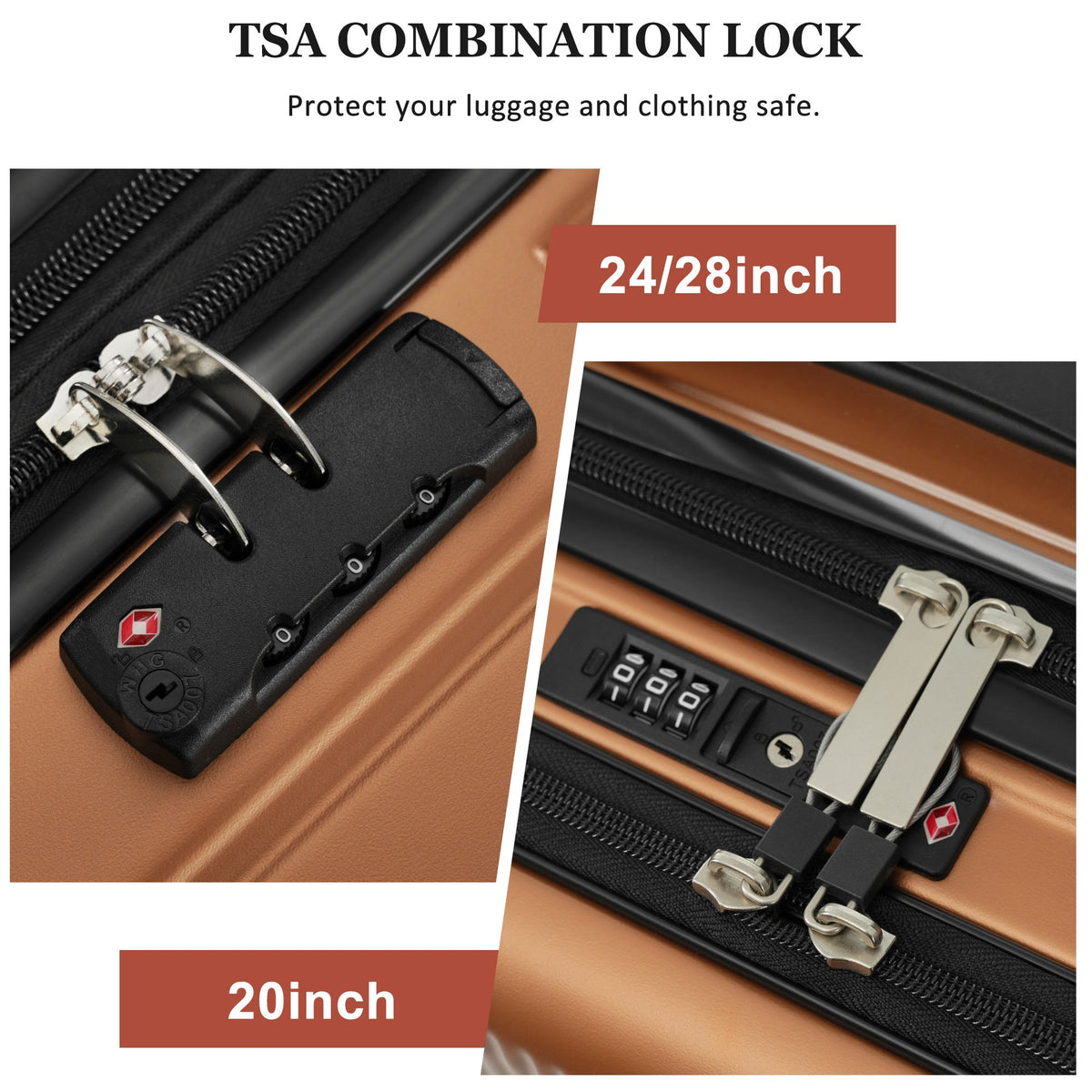 5-Piece ABS Hardshell Luggage Set with Half-Opening Cases and Double