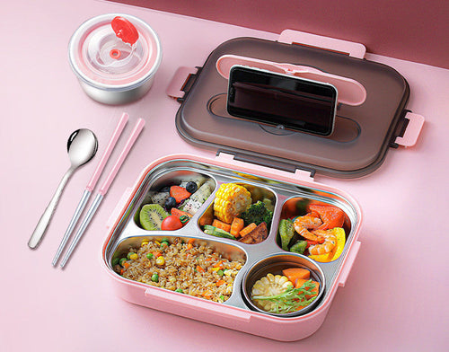 304 Stainless Steel Lunch Box, Fresh-keeping Box With Soup Cup,