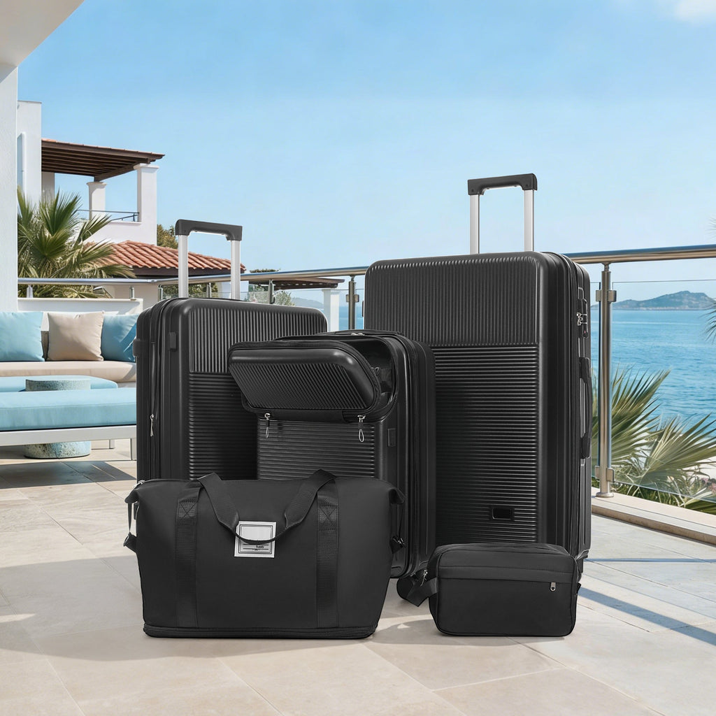 5-Piece ABS Hardshell Luggage Set with Half-Opening Cases and Double