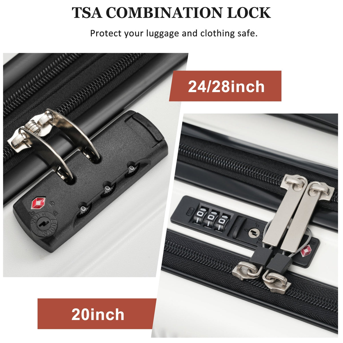 5-Piece ABS Hardshell Luggage Set with Half-Opening Cases and Double