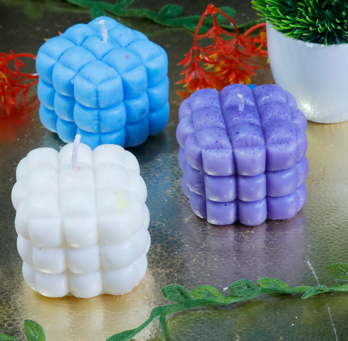 Bubble Candle Soy Wax Cube for Party Pack Of 3