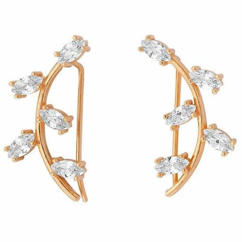 Silver Diamond Drop Ear Cuffs & Climber Earrings