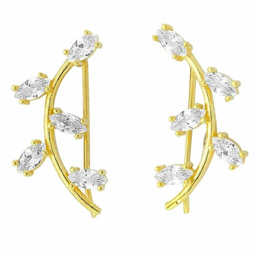 Silver Diamond Drop Ear Cuffs & Climber Earrings