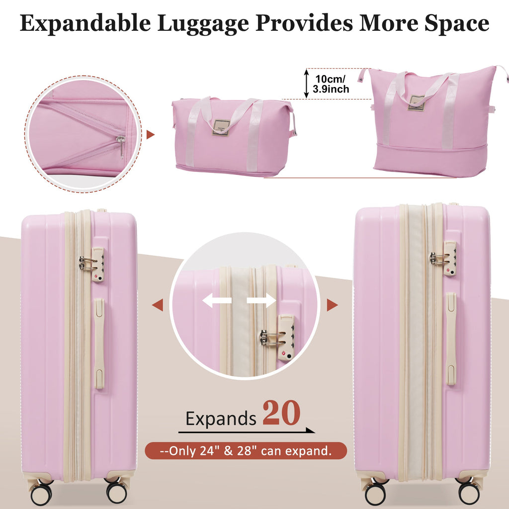 5-Piece ABS Hardshell Luggage Set with Half-Opening Cases and Double