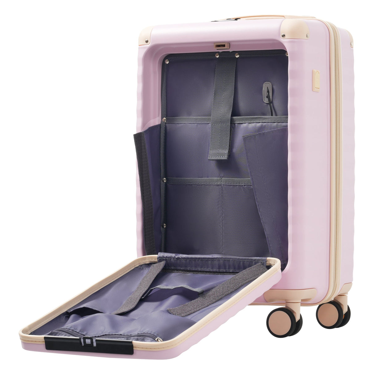 5-Piece ABS Hardshell Luggage Set with Front Opening, TSA Lock, USB