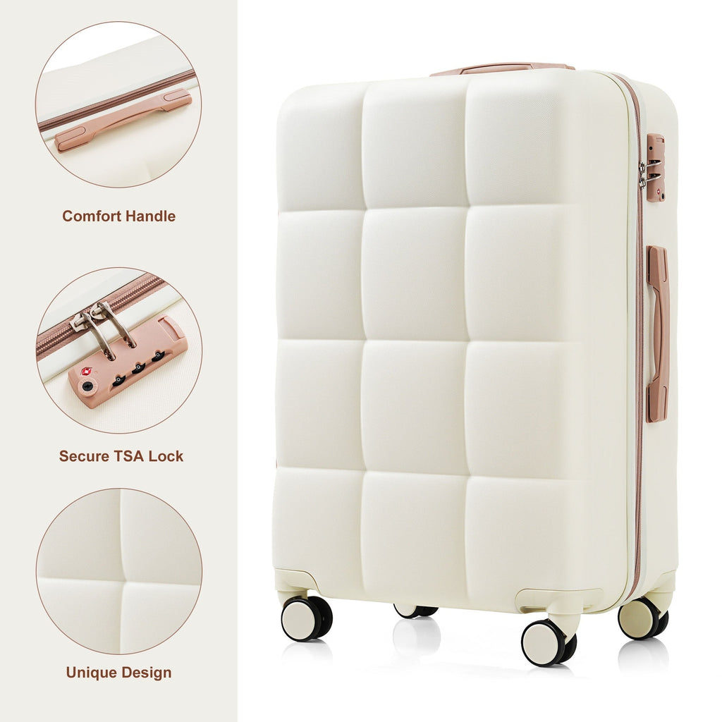 3-Piece ABS Luggage Set with Cup Holder, Side Hooks and Spinner Wheels