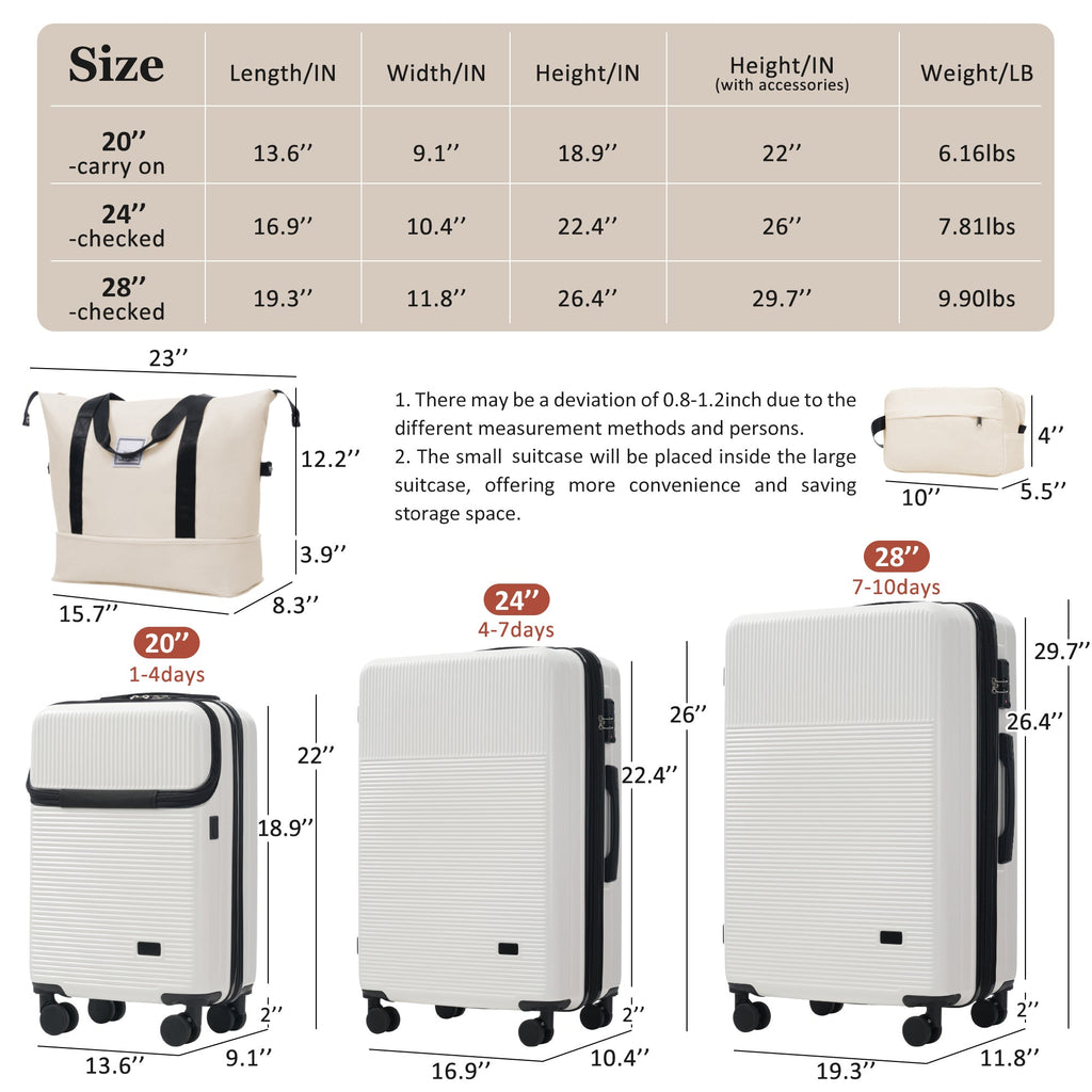 5-Piece ABS Hardshell Luggage Set with Half-Opening Cases and Double
