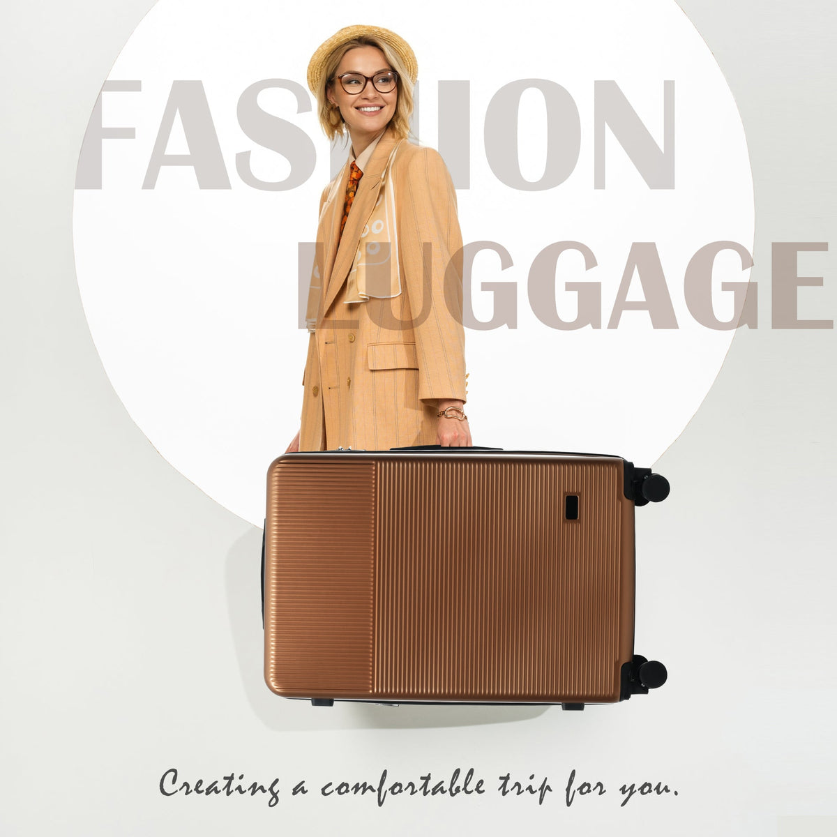 5-Piece ABS Hardshell Luggage Set with Half-Opening Cases and Double