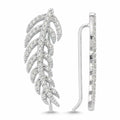 Dainty Silver Feather Ear Cuffs & Climber Earrings