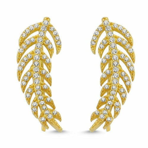 Dainty Silver Feather Ear Cuffs & Climber Earrings