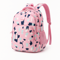 Stylish Pink Kids Backpack with Abstract Pattern and Side Mesh Pocket