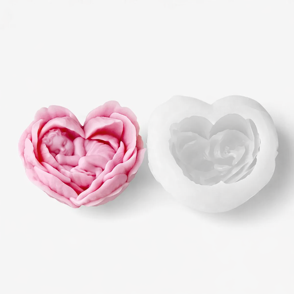 Baby Heart Rose Candle Mold