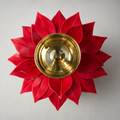 Hot Pink Lotus Diya – Brass Bowl Candle Holder for Puja & Décor