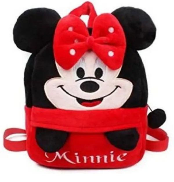 Red Minnie Up Velvet Soft Plus Kids School Bag Nursury Class To 5 |