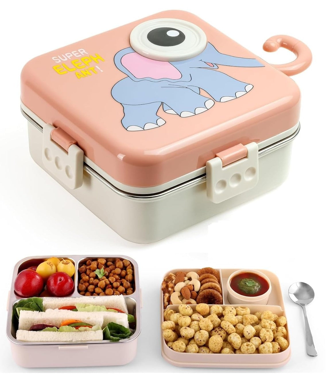 Pink Kids Steel Lunch Box 800ml Leakproof