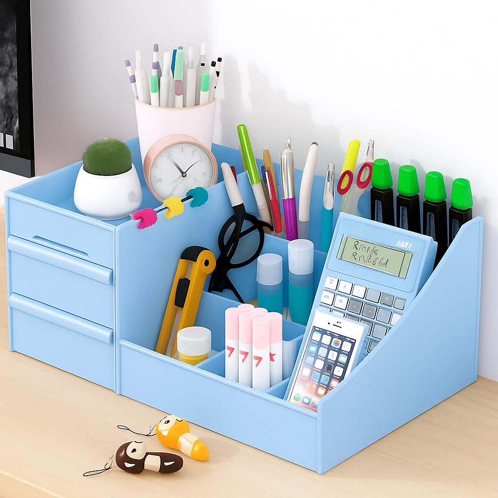 7-Compartment Desk Organizer with Drawer
