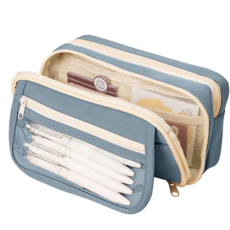 9-Layer Large Canvas Pencil Pouch