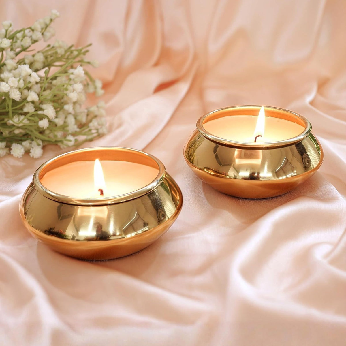 Pebble Pot Scented Candle Set Gold Pack of 2