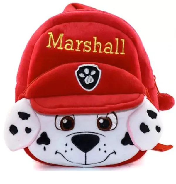 Red Marshall Soft Velvet Kids School Bag Nursury Class To 5 | Size 14