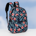 Vibrant Floral Navy Blue Backpack with Tropical Hibiscus Print