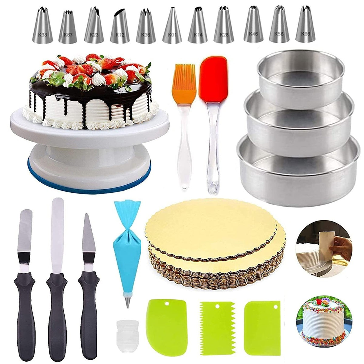 Baking Set Cake Decoration Tools and Baking Set (1 Cake Table 3 pcs