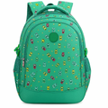 Green Backpack with Colorful Mini Car Print