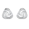 Swirl Diamond Stud Earrings in Silver