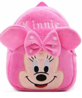Pink Minnie Velvet Soft Plus Kids School Bag Nursury Class To 5 | Size