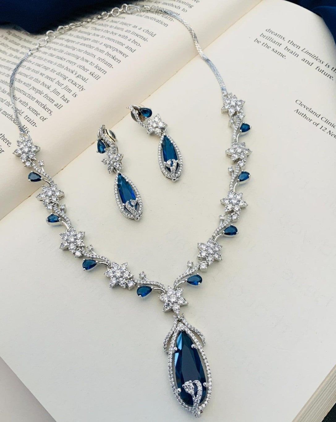 Versatile Silver Plated American Diamond Necklace Set