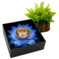 Blue Lotus Diya – Brass Bowl Candle Holder in Gift Box