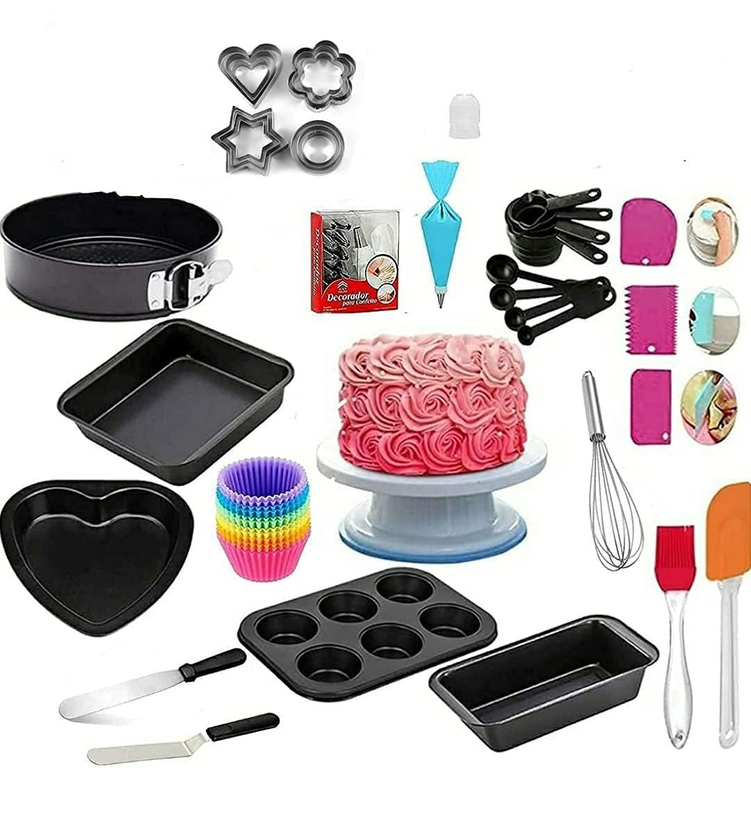Baking Set Cake Tool Combo Turntable 5pc Cake tin,6pc Reusable