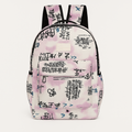 Pink and White Graffiti Print Backpack