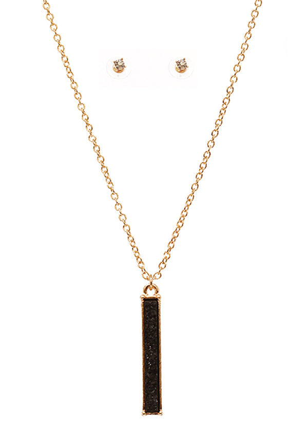 DRUZY BAR PENDANT NECKLACE SET