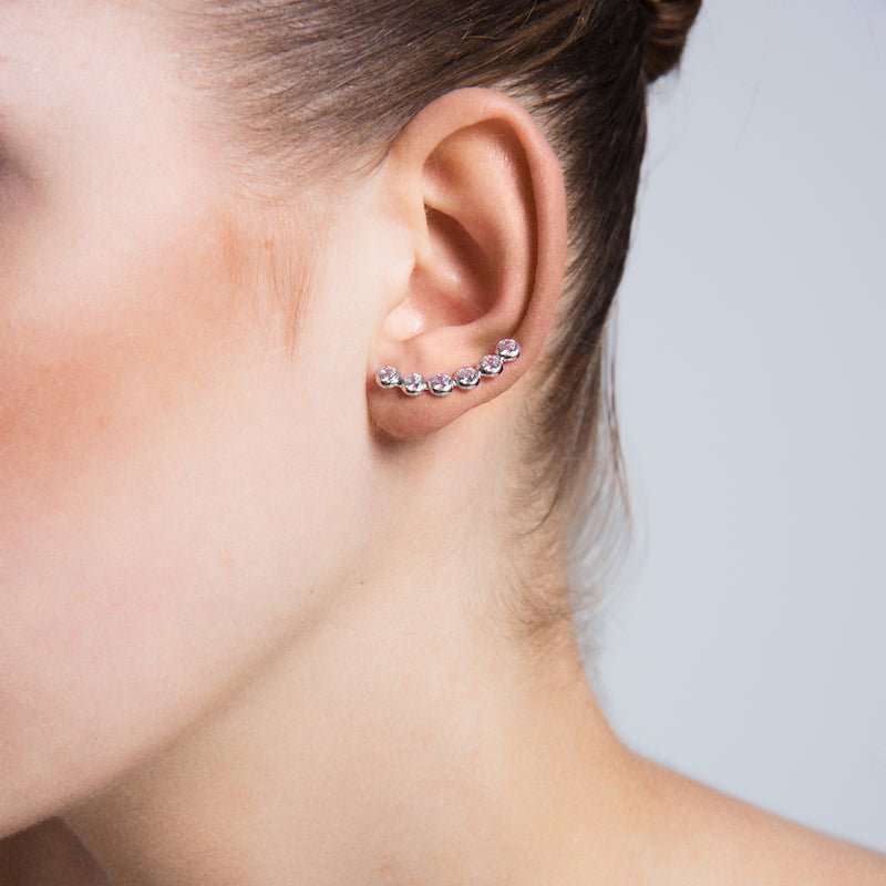 Silver Line Diamond Ear Cuffs & Climber Earrings