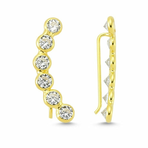 Silver Line Diamond Ear Cuffs & Climber Earrings