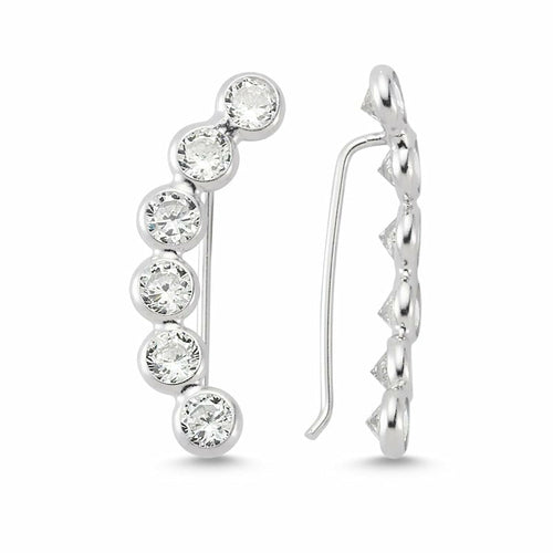 Silver Line Diamond Ear Cuffs & Climber Earrings