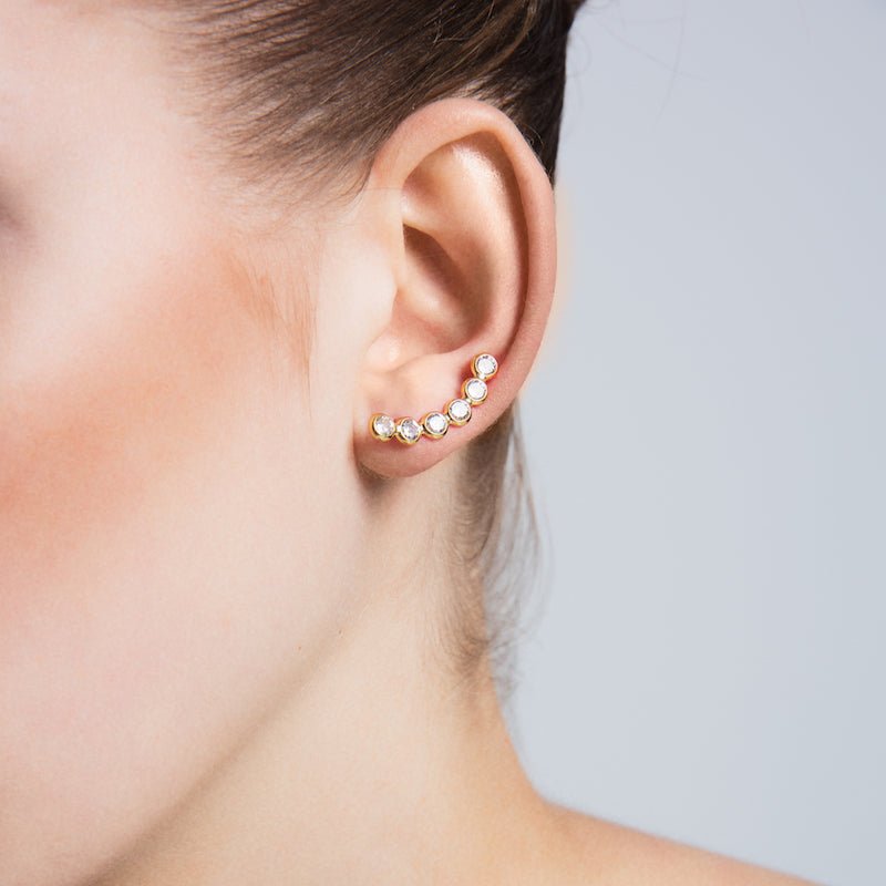 Silver Line Diamond Ear Cuffs & Climber Earrings