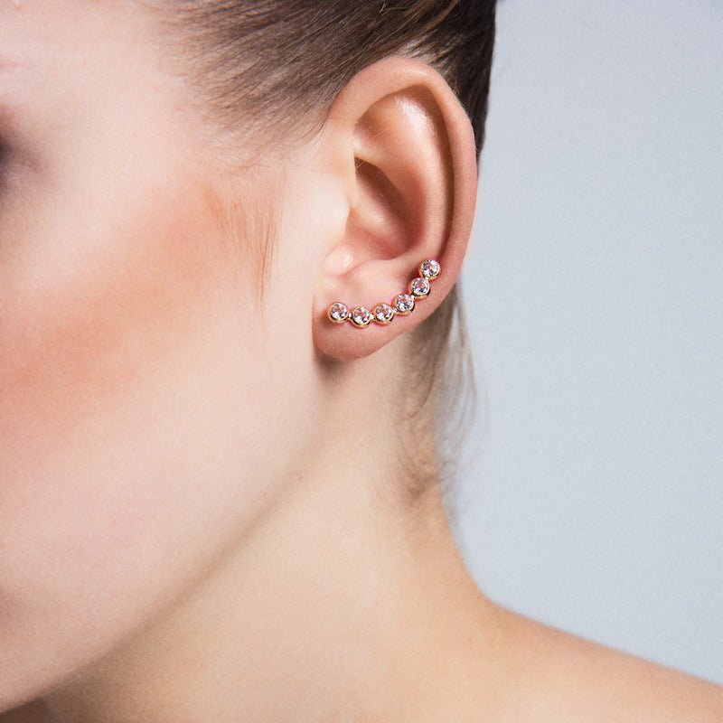 Silver Line Diamond Ear Cuffs & Climber Earrings