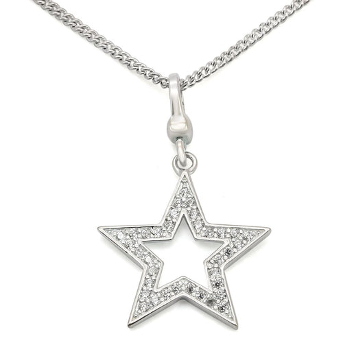 LOS441 - Silver 925 Sterling Silver Chain Pendant with AAA Grade CZ